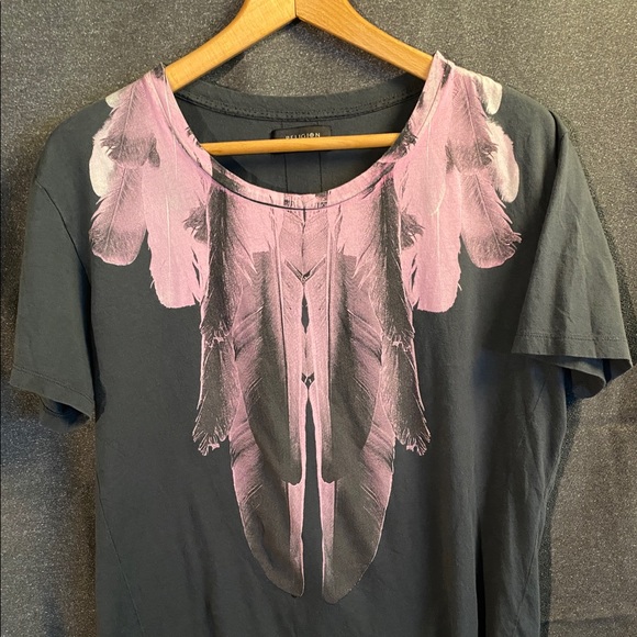 Religion Grey and Pink feather print tee - Picture 1 of 6